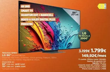 Oferta de LG - Televisor Qned 86 por 1799€ en El Corte Inglés