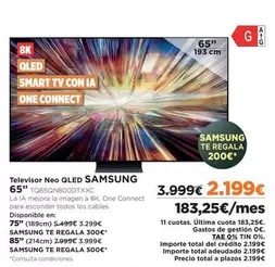 Oferta de One - Televisor Neo Qled por 2199€ en El Corte Inglés