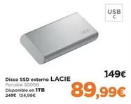 Oferta de Lacie - Disco Ssd Externo por 89,99€ en El Corte Inglés