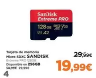 Oferta de Sandisk - Tarjeta De Memoria Micro Sdxc por 19,99€ en El Corte Inglés