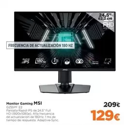 Oferta de MSI - Monitor Gaming por 129€ en El Corte Inglés