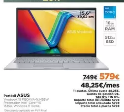 Oferta de Asus - Portátil por 579€ en El Corte Inglés