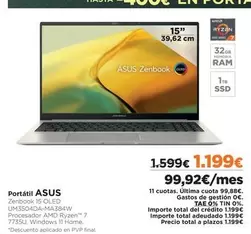 Oferta de Asus - Portátil por 1199€ en El Corte Inglés