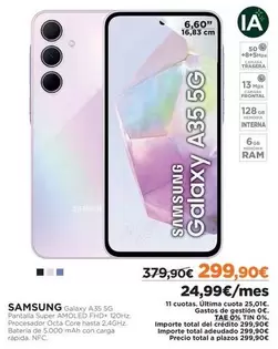 Oferta de Samsung - Galaxy A3 5g por 299,9€ en El Corte Inglés