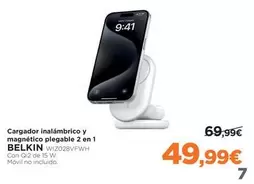 Oferta de Belkin - Cargador Inalambrico Y Magnetico Plegable 2 En 1 por 49,99€ en El Corte Inglés