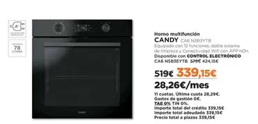 Oferta de Candy - Horno Multifunción por 339,15€ en El Corte Inglés