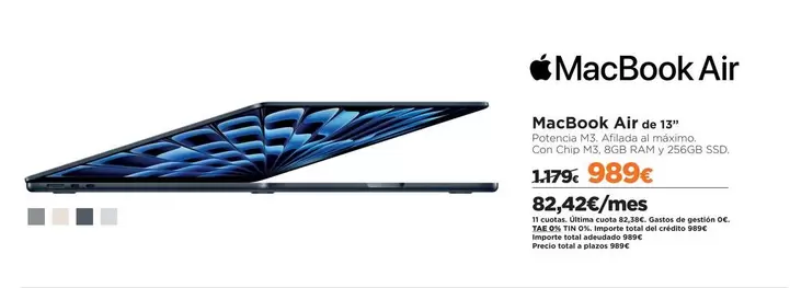 Oferta de Ram - Macbook Air por 989€ en El Corte Inglés