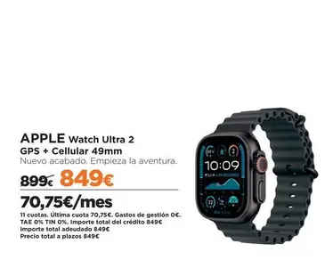 Oferta de Apple - Watch Ultra 2 GPS + Cellular 49mm por 849€ en El Corte Inglés