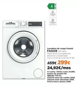 Oferta de Fagor - Lavadora De Carga Frontal por 299€ en El Corte Inglés