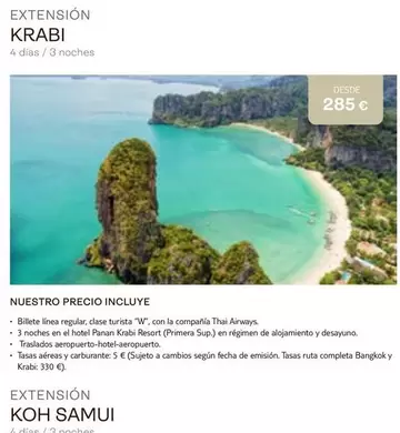 Oferta de Thai - Extensión Krabi por 285€ en Tui Travel PLC