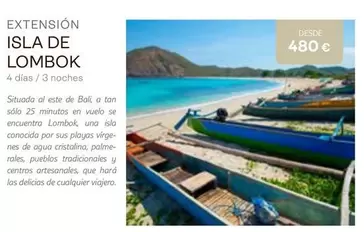 Oferta de Delicias - Lomobon Isla De Lomobon por 480€ en Tui Travel PLC