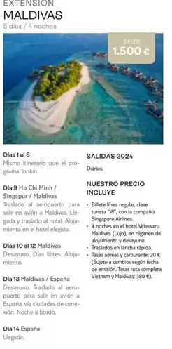 Oferta de Elegido - Extension Maldivas por 1500€ en Tui Travel PLC