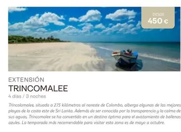 Oferta de Costa - Extensión Trincomalee por 450€ en Tui Travel PLC