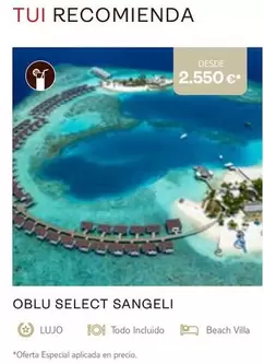 Oferta de Oblu Select Sangeli por 2550€ en Tui Travel PLC