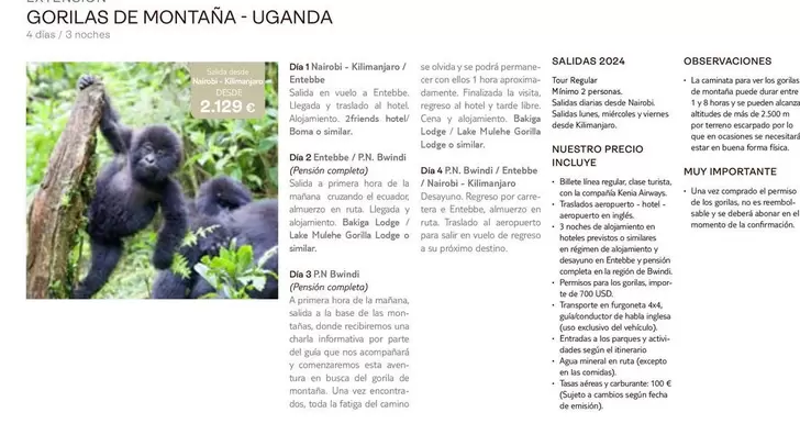 Oferta de Gorillas De Montaña-Uganada en Tui Travel PLC