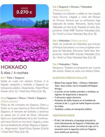 Oferta de Hokkaido por 3270€ en Tui Travel PLC