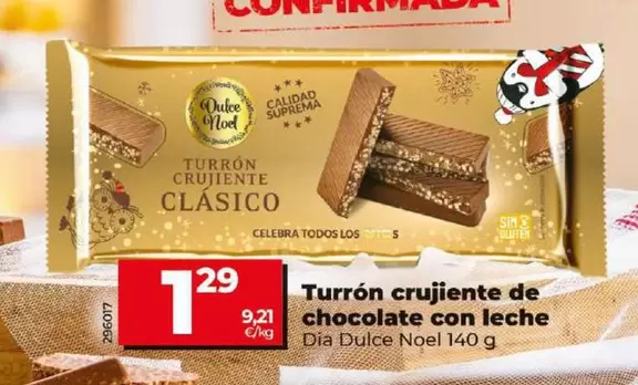 Oferta de Dia Dulce Noel - Turron Crujiente De Chocolate Con Leche por 1,29€ en Dia