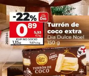 Oferta de Dia Dulce Noel - Turron De Coco Extra por 0,89€ en Dia