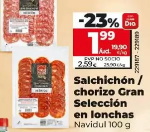 Oferta de Navidul - Salchichon / Chorizo Gran Seleccion En Lonchas por 1,99€ en Dia