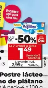 Oferta de Nestlé - Postre Lacteo Yogolino De Platano por 2,99€ en Dia