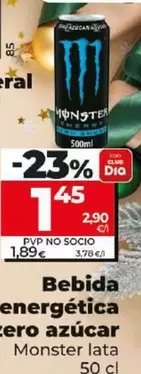 Oferta de Monster - Bebida Energetica Zero Azucar por 1,45€ en Dia