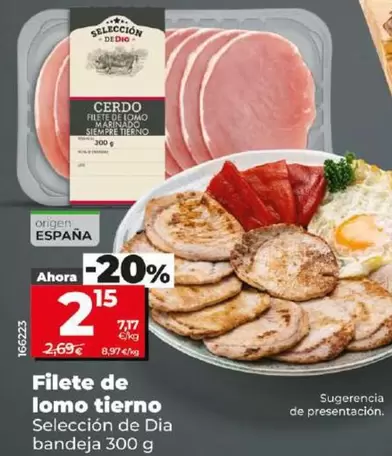 Oferta de Seleccion De Dia - Filete De Lomo Tierno por 2,15€ en Dia