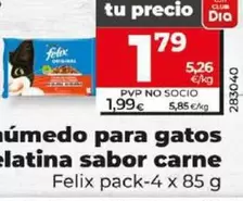 Oferta de Felix - Alimento Húmedo Para Gatos De Gelatina Sabor Carne por 1,79€ en Dia