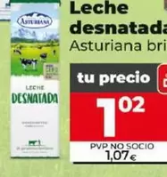 Oferta de Asturiana - Leche Desnatada por 1,02€ en Dia