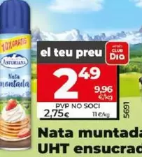 Oferta de Central Lechera Asturiana - Nata Montada Uht Azucarado por 2,49€ en Dia