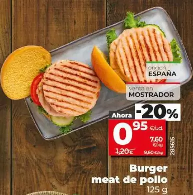 Oferta de Burger Meat De Pollo por 0,95€ en Dia