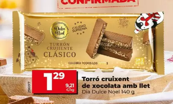 Oferta de Dia Dulce Noel - Turron Crujiente De Chocolate Con Leche por 1,29€ en Dia