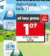 Oferta de Central Lechera Asturiana - Leche Semidesnavegese por 1,07€ en Dia