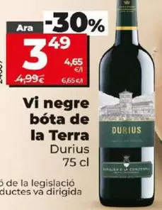 Oferta de Durius - Vino Tinto Barrica De La Tierra por 3,49€ en Dia