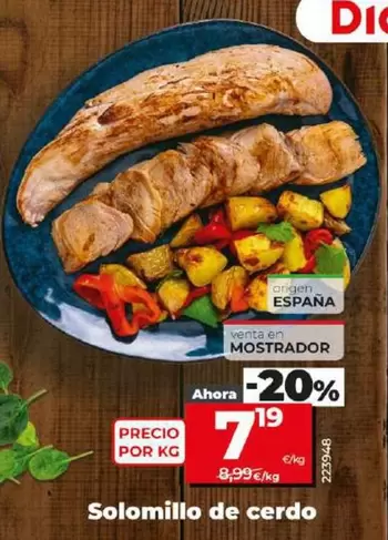 Oferta de Solomillo De Cerdo por 7,19€ en Dia