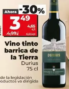 Oferta de Durius - Vino Tinto Barrica De La Tierra por 3,49€ en Dia