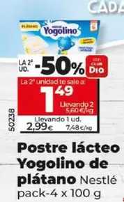 Oferta de Nestlé - Postre Lacteo Yogolino De Platano por 2,99€ en Dia