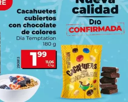 Oferta de Dia Tempration - Cacahuetes Cubiertos Con Chocolate De Colores por 1,99€ en Dia