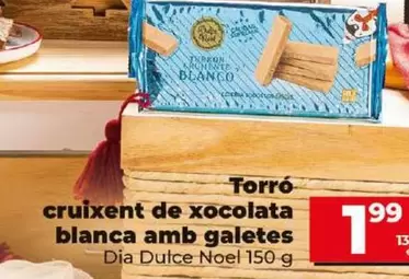 Oferta de Dia Dulce Noel - Turron Crujiente De Chocolate Blanco Con Galletas por 1,99€ en Dia