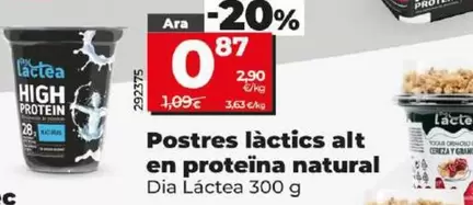 Oferta de Dia Lactea - Postre Lacteo Alto En Proteina Natural por 0,87€ en Dia