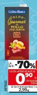 Oferta de Gallina Blanca - Caldo Gourmet Pollo Con Jamon Iberico Enrique Tomas por 2,99€ en Dia