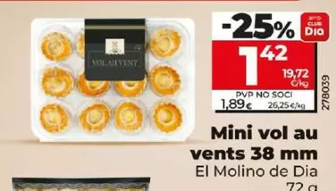 Oferta de El Molino De Dia - Mini Vol Au Vents 38 Mm por 1,42€ en Dia