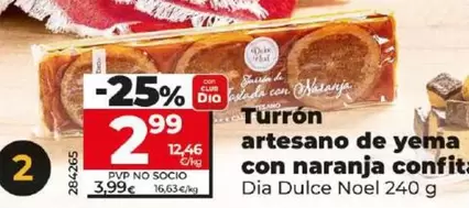 Oferta de Dia Dulce Noel - Turron Artesano De Yema Con Naranja Confit por 2,99€ en Dia