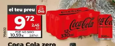 Oferta de Coca-Cola - Zero por 9,72€ en Dia