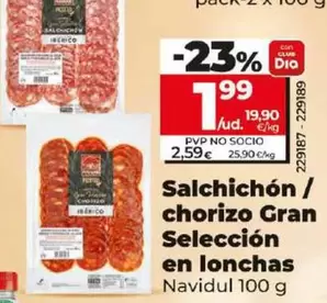 Oferta de Navidul - Salchichon/Chorizo Gran Seleccion En Lonchas por 1,99€ en Dia