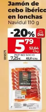 Oferta de Navidul - Jamon De Cebo Iberico En Lonchas por 5,79€ en Dia