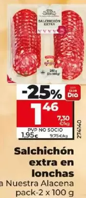 Oferta de Dia Nuestra Alacena - Salchichon Extra En Lonchas por 1,46€ en Dia