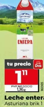 Oferta de La Asturiana - Leche Entera por 1,11€ en Dia