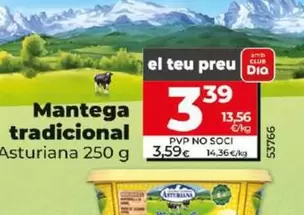 Oferta de Central Lechera Asturiana - Mantequilla Tradicional por 3,39€ en Dia