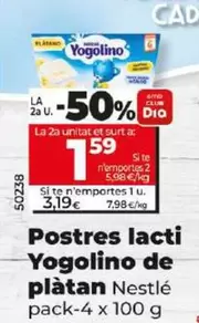 Oferta de Nestlé - Postre Lacteo Yogolino De Platano por 3,19€ en Dia