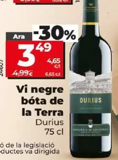 Oferta de Durius - Vino Tinto Barrica De La Tierra por 3,49€ en Dia